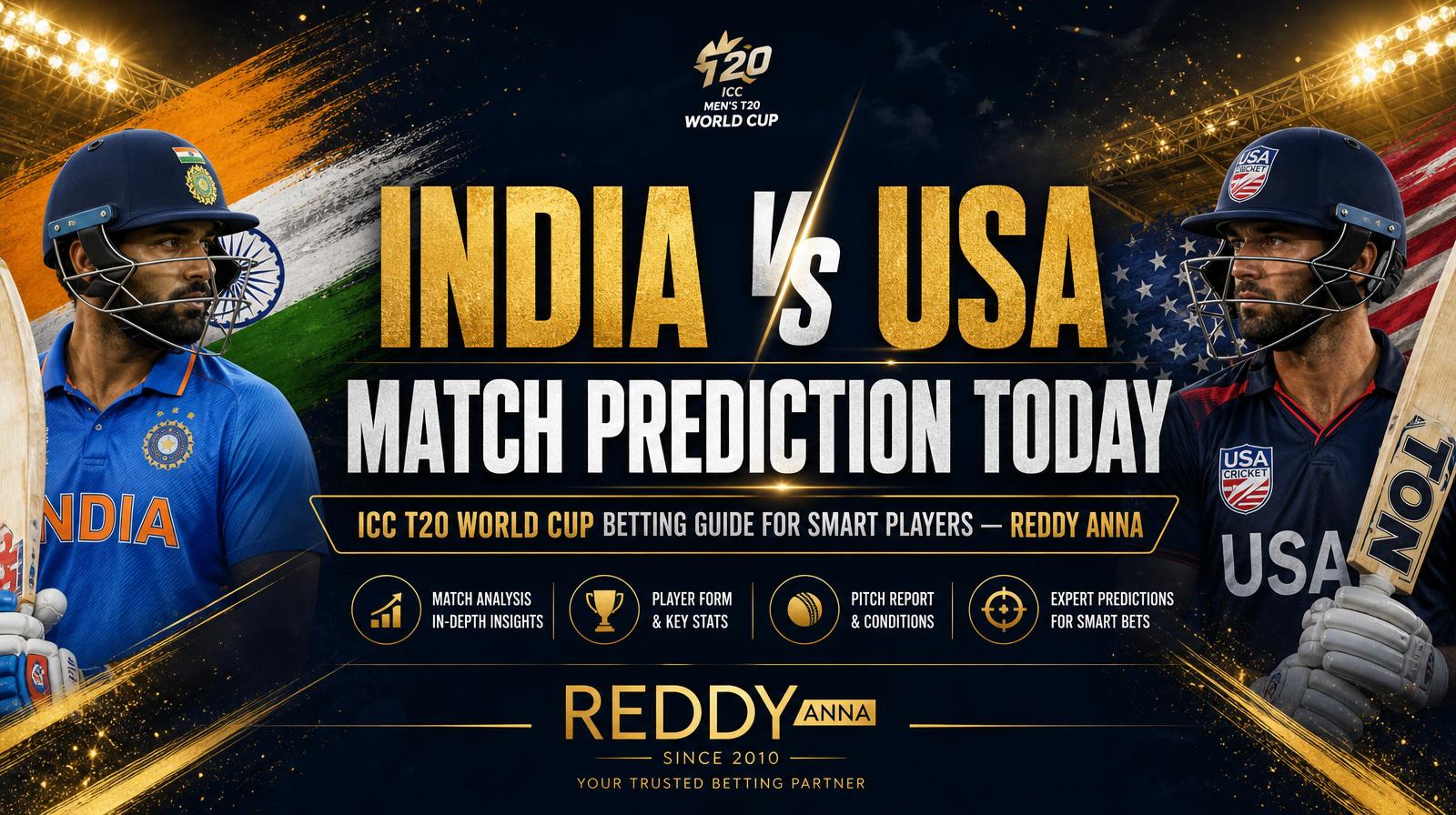 India vs USA Match Prediction Today — ICC T20 World Cup Betting Guide for Smart Players — Reddy Anna